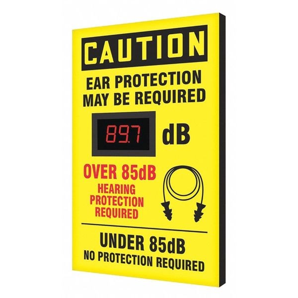 Condor Sound Level Decibel Meter Sign, 20 in Height, 12 in Width, Aluminum, Vertical Rectangle, English - 444A65
