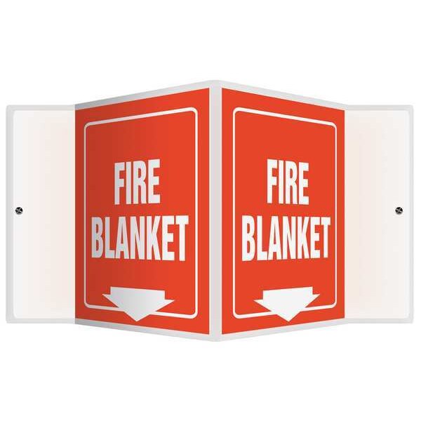 Accuform Fire Blanket Sign, 6X8-1/2", WHT/R, PS - PSP621