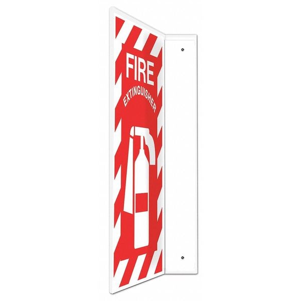 Accuform Fire Extinguisher Sign, 24 in Height, 12 in Width, Plastic, L-Shaped, English - PSP404