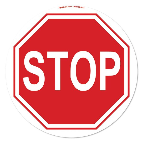 Signmission Stop Sign 16in Non-Slip Floor Marker, 16" x 16", FD-2-C-16-99883 - FD-2-C-16-99883