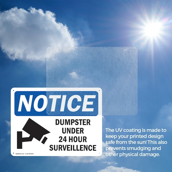 Signmission Dumpster Under 24 Hour Surveillance, 14 in W x Rectangle, Aluminum - OS-2PACK-NS-A-1014-L-15546