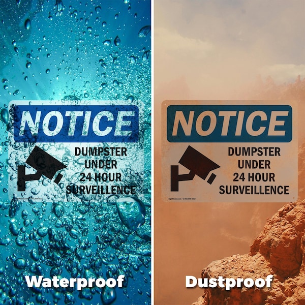 Signmission Dumpster Under 24 Hour Surveillance, 14 in W x Rectangle, Aluminum - OS-2PACK-NS-A-1014-L-15546
