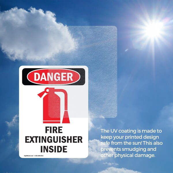 Signmission Fire Extinguisher Inside Danger Sign, Vinyl Decal, 3.5in W x 5in L, 2PK - OS-2PACK-DS-D-35-V-2381