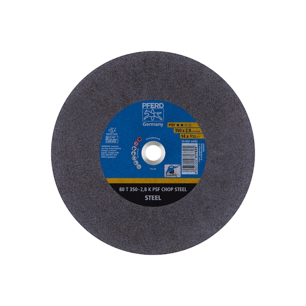 Pferd Abrasive Cut-Off Wheel, 14 in Dia, 3/32 in Thick, 1 in Arbor Hole Size, Aluminum Oxide A, 36 Grit - 64492
