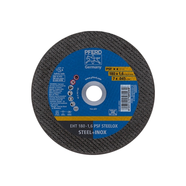Pferd Type 1, 7 in Dia, 0.045 in Thick, 7/8 in Arbor Hole Size, Aluminum Oxide A, 46 Grit - 63553