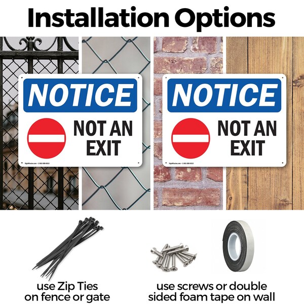 Signmission Exit Sign, Plastic, 14 in W, 10 in H, Not An Exit - OS-2PACK-NS-P-1014-L-15164