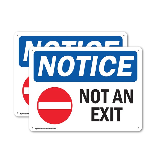Signmission Exit Sign, Plastic, 14 in W, 10 in H, Not An Exit - OS-2PACK-NS-P-1014-L-15164