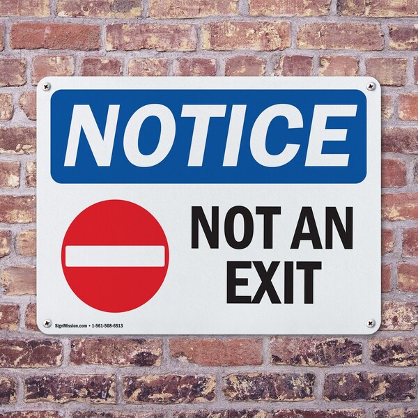 Signmission Exit Sign, Plastic, 14 in W, 10 in H, Not An Exit - OS-2PACK-NS-P-1014-L-15164