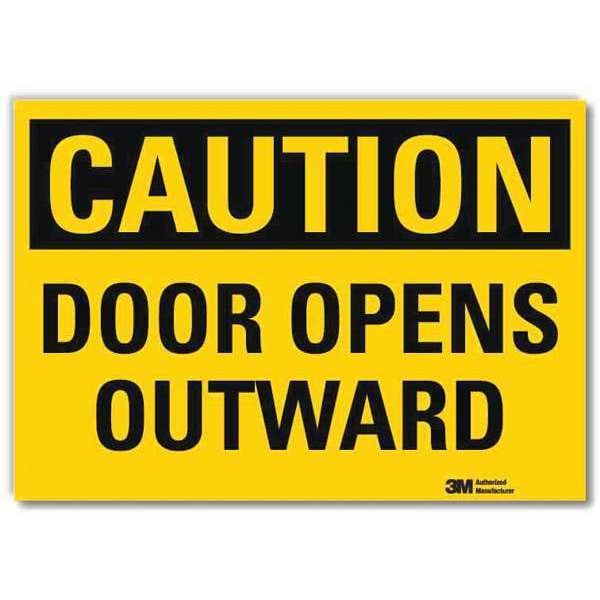 Lyle Safety Sign, Door Opens Outward, 5in.H - U4-1215-RD_7X5