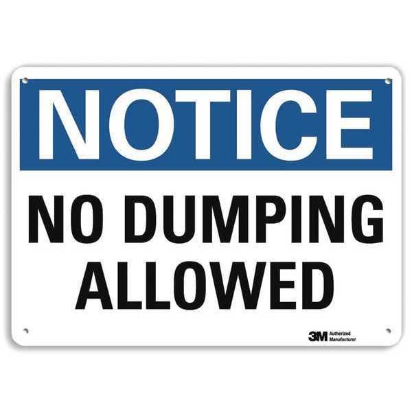 Lyle Notice, No Dumping Allowed, 7 in x 10 in, Vertical Rectangle, Aluminum, U5-1365-NA_10x7 - U5-1365-NA_10X7