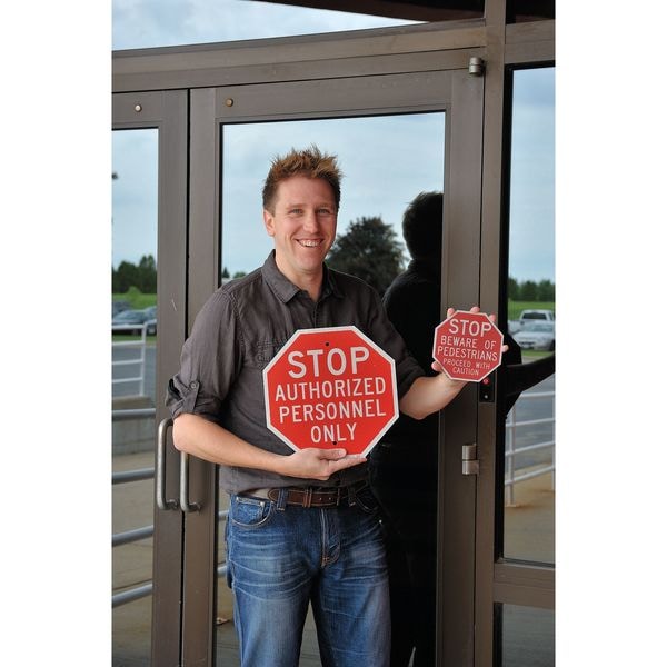 Lyle Admittance Sign, 12 x 12In, WHT/R, AL, ENG, ST-014-12HA - ST-014-12HA