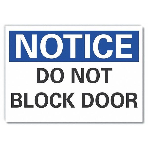 Lyle Do Not Block Door, Reflectve, Decal, 10"x7" - LCU5-0099-ND_10X7