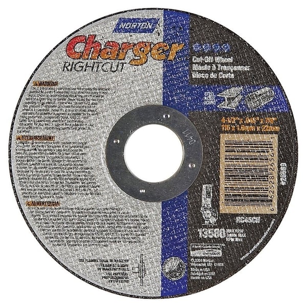 Norton Co CutOff Wheel, 412 in Dia, 0045 in Thick, 78 in Arbor, 36 Grit, Coarse - 66252843208
