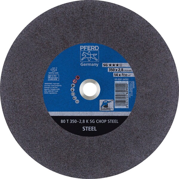 Pferd 64502 14in x 3/32in Chop Saw Wheel, 1in AH A 36 K SG-CHOP - 64502-PFERD