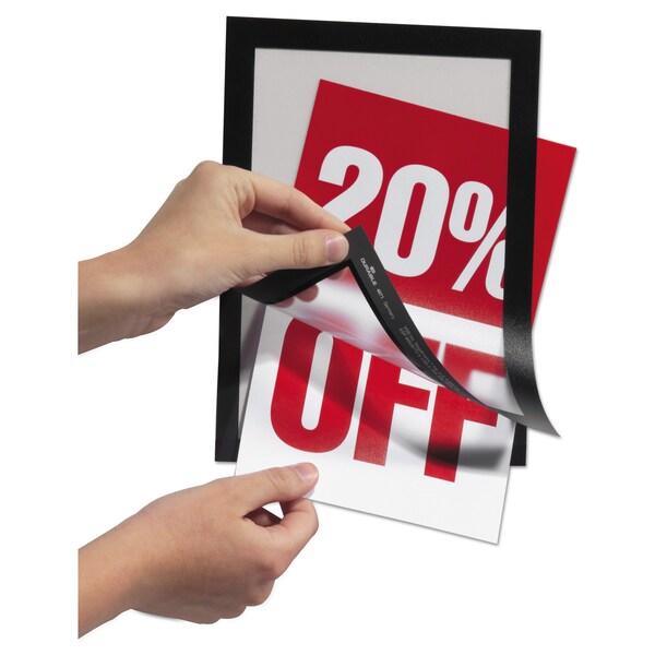 Durable Office Products DURAFRAME Sign Holder, 5 1/2 x 8 1/2, Black Frame, 2/Pack - 491301