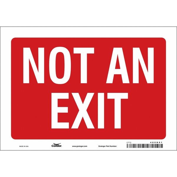 Condor Exit Sign, Vinyl, 10" W, 7" H, Not An Exit, Red - 480H61
