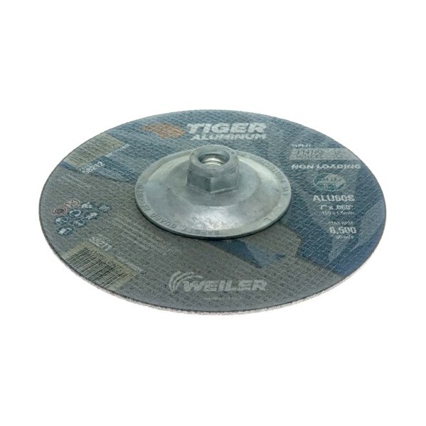 Weiler 7" x .060" TIGER ALUMINUM Type 27 Cutting Wheel ALU60S 5/8-11 Nut - 58212