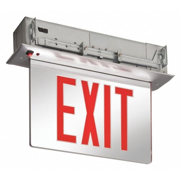 Lithonia Lighting Exit Sign, Silver, 2 Face(s), LED, Recessed Mount, Nickel Cadmium - EDGR 2 GMR EL