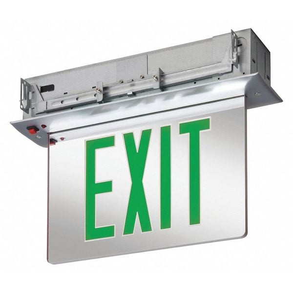 Lithonia Lighting Exit Sign, Silver, 2 Face(s), LED, Recessed Mount, Nickel Cadmium - EDGR 2 GMR EL
