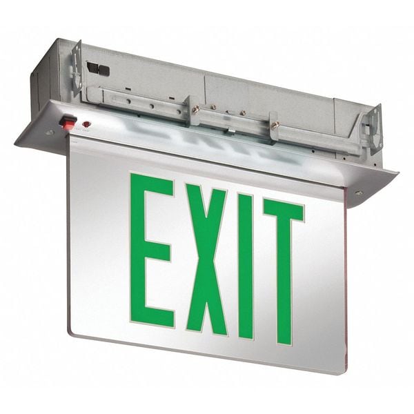 Lithonia Lighting Exit Sign, Silver, 2 Face(s), LED, Recessed Mount, Nickel Cadmium - EDGR 2 GMR EL