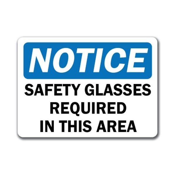 Signmission Sign-Safety Glasses Required In This Area-10in x 14in OSHA Safety Sign, 14" H, NS-Safety Glasses - NS-SAFETY GLASSES