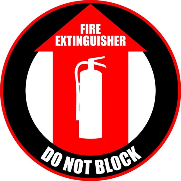 5S Supplies Fire Extinguisher Do Not Block 12in Diameter Non Slip Floor Sign - FS-FIREDNB-12