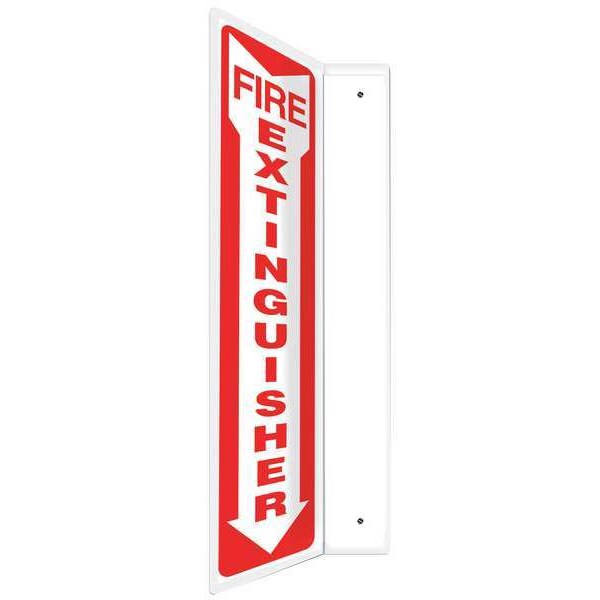 Accuform Fire Extinguisher Sign, 18 in Height, 4 in Width, Plastic, L-Shaped, English - PSP426