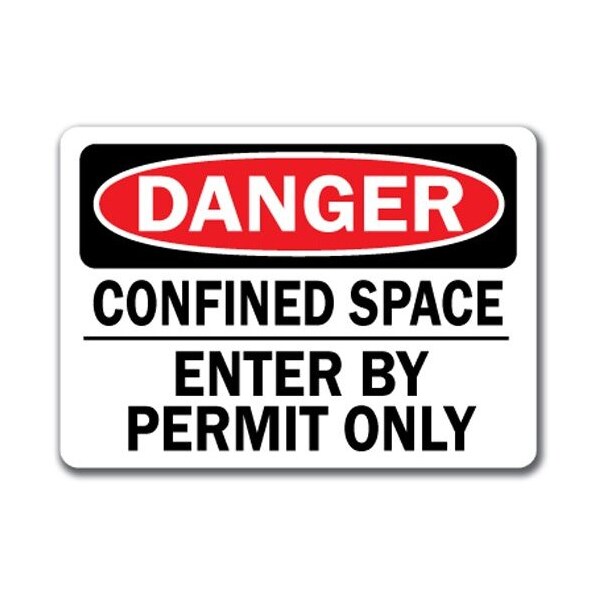 Signmission Danger Sign-Confined Space Enter By Permit Only-10in x 14in OSHA, 14" H, DS-Confined Space Permit 2 - DS-CONFINED SPACE PERMIT 2
