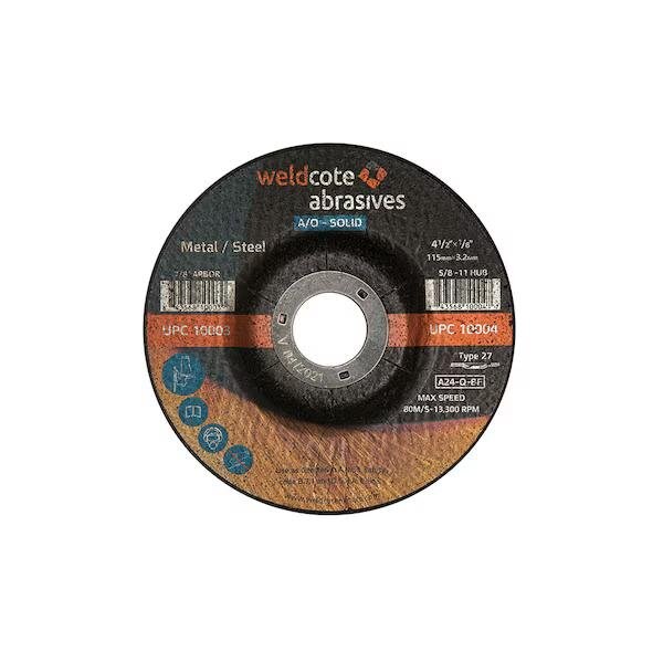 Notch A-Solid 4in x 1/8in x 3/8 A24-Q-BF Steel T27 A-Solid Cutting / Notch Wheel, 25PK - 10001