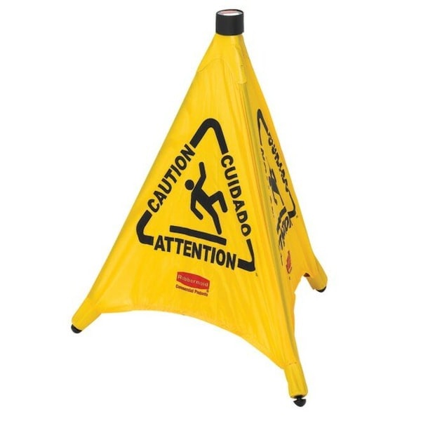 Rubbermaid Commercial pop-up safety cone, 20 in H, 21 in W, FG9S0000YEL - FG9S0000YEL