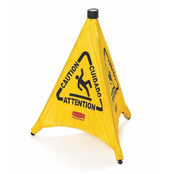 Rubbermaid Commercial pop-up safety cone, 20 in H, 21 in W, FG9S0000YEL - FG9S0000YEL