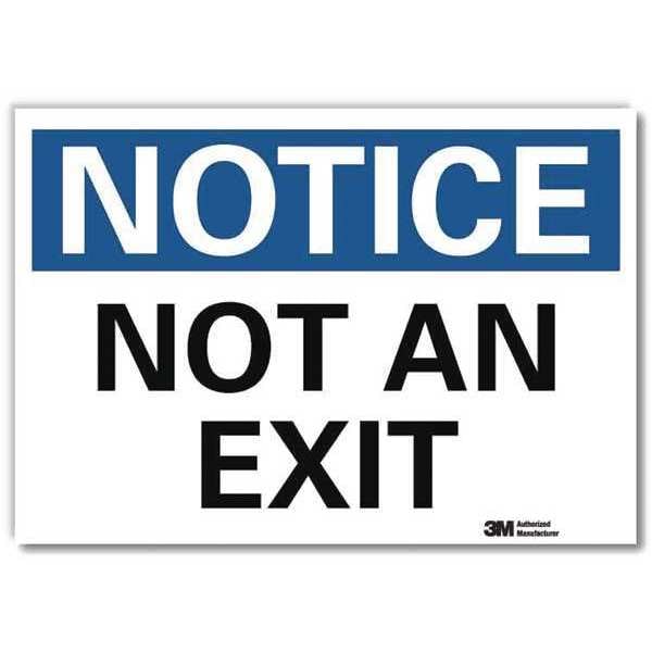 Lyle Exit Sign, Vinyl, 7" W, 5" H, Not An Exit, White - U5-1430-RD_7X5