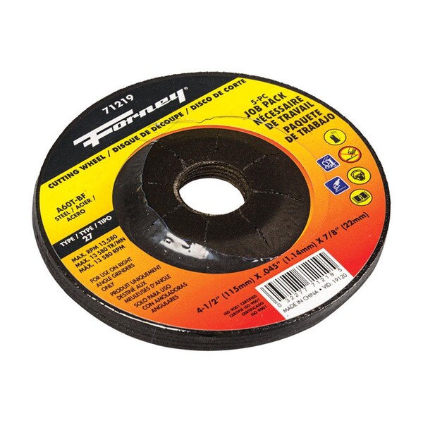 Totalturf 4.5 in. Aluminum Oxide Metal Cutting Wheel, 0.06 in. Thick x 0.88 in., 5PK - TO3325683