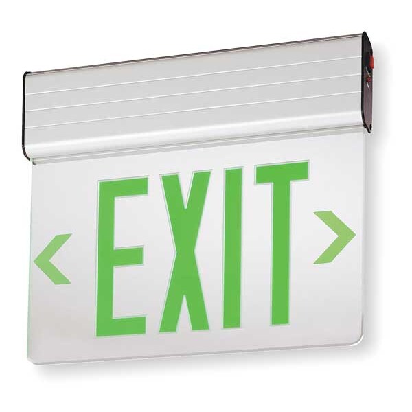 Lithonia Lighting Edge-lit Exit Sign, Silver, 2 Face(s), LED, Universal Mount, Not Battery Powered - EDG 2 G M6