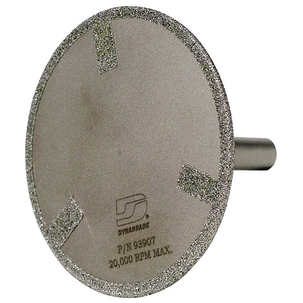 Dynabrade Abrasive Cut-Off Wheel, Side Spoked, 3 in Dia, 3/8 in Shank Arbor Hole Size, Diamond, 40 Grit - 93907