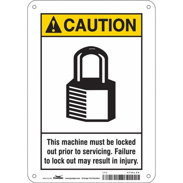 Condor Safety Sign, 5 in Height, 3 1/2 in Width, Vinyl, Vertical Rectangle, English - 478L36