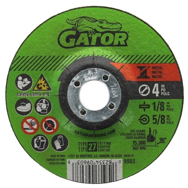 Gatorblade Cut-Off Wheel, 4 in Dia, 1/8 in Thick, 5/8 in Arbor, 24 Grit, Silicone Carbide Abrasive - 9603