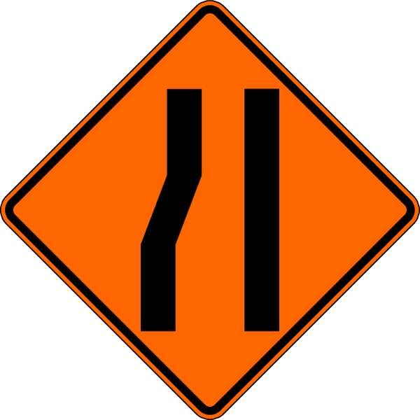 Lyle Left Lane Ends Traffic Sign, 30 in Height, 30 in Width, Aluminum, Diamond, No Text - W4-2L-BO-30HA