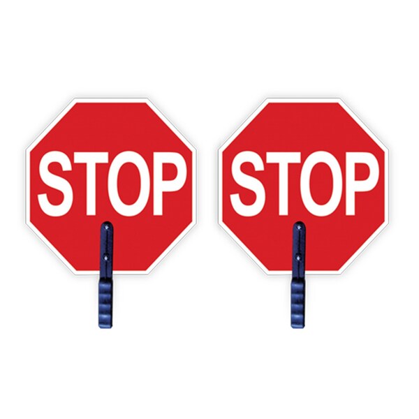 2W International Traffic Sign, 18 in W, 18 in H, High impact PS material with 5" plastic handle Non reflective, Red - 1850