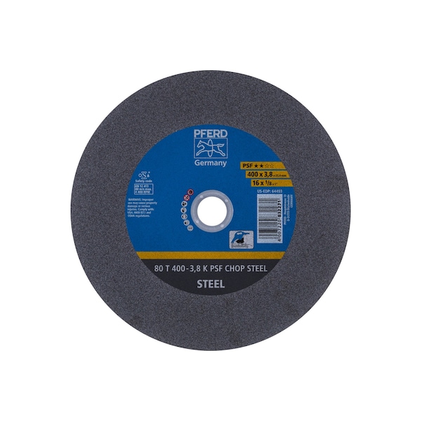 Pferd Abrasive Cut-Off Wheel, 16 in Dia, 1/8 in Thick, 1 in Arbor Hole Size, Aluminum Oxide A, 36 Grit - 64493