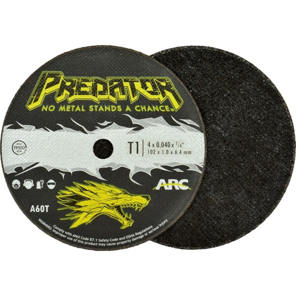 Arc Abrasives Cut-Off Wheel, Type 1, 4 in Dia, 0.0469 in Thick, 1/4 in Arbor Hole Size, Aluminum Oxide - 904041405