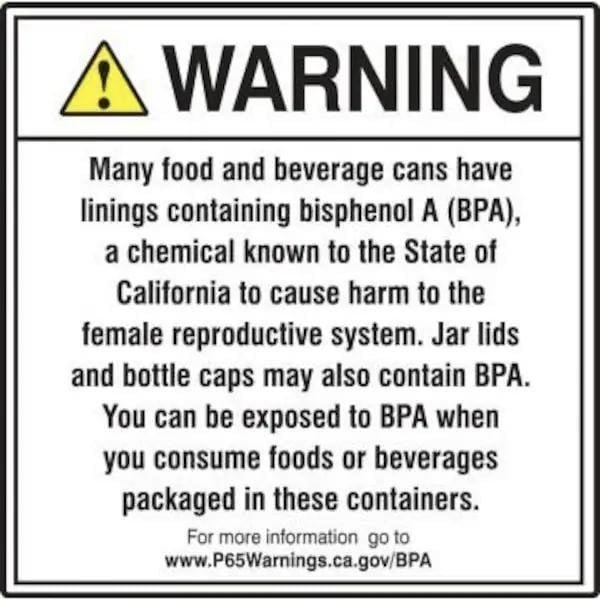 Accuform PROP 65 FOOD AND BEVERAGE CANS BPA MCAW346VP - MCAW346VP