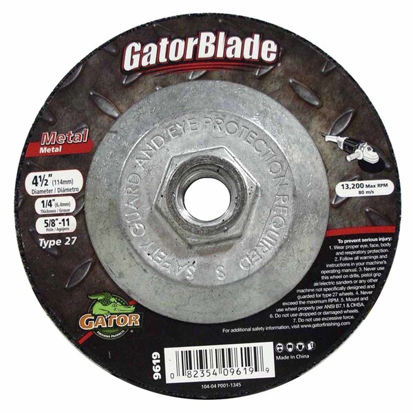 Gator Gator 4-1/2 in. D X 5/8-11 in. Metal Grinding Wheel - 9619