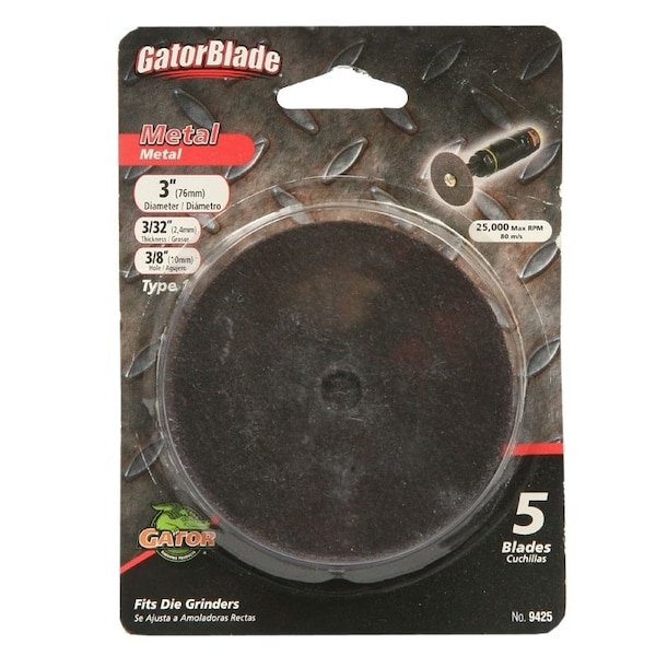 Gatorblade CutOff Wheel, 3 in Dia, 332 in Thick, 38 in Arbor - 9425