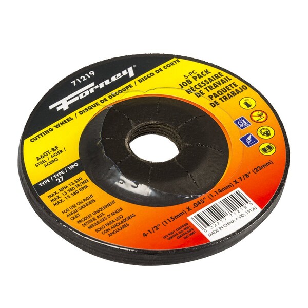 Forney 5-Pack of Forney 71793 4-1/2 in Metal Cut-Off Wheel - 71219