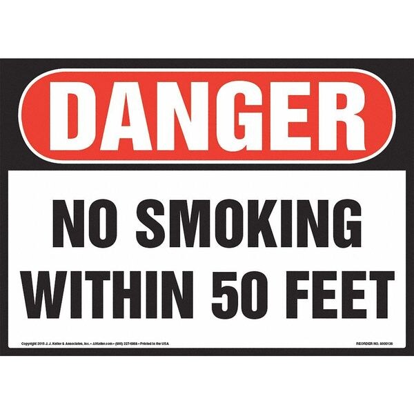 Jj Keller No Smoking Within 50 Feet Sign, 10" x 7", 8001180 - 8001180