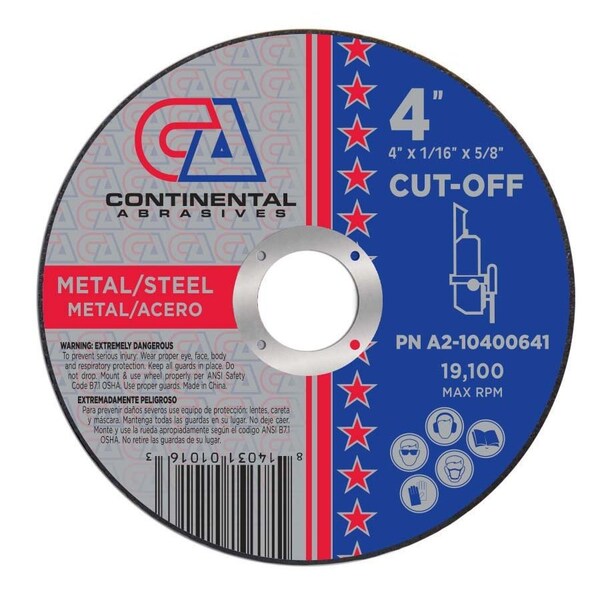 Continental Abrasives 4" x 1/32" x 5/8" Signature T1 Small Diameter Cut-Off Wheel - A2-10400641