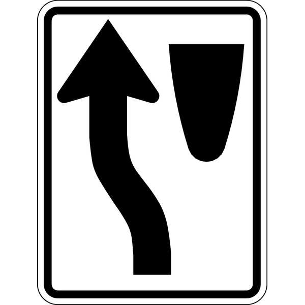 Lyle Merge Left Traffic Sign, 24 in Height, 18 in Width, Aluminum, Vertical Rectangle, No Text - R4-8-18HA