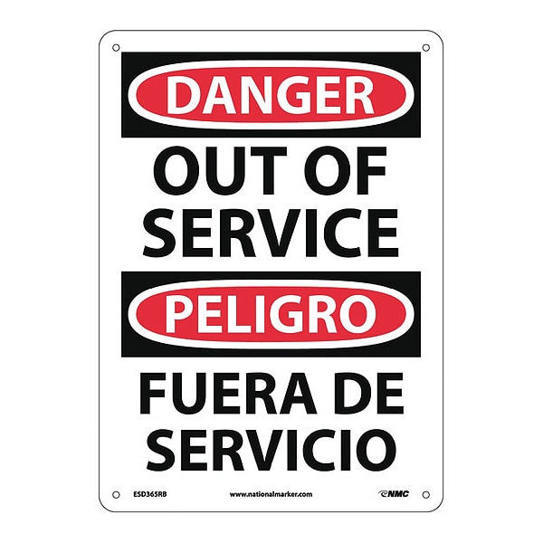 Nmc Danger Out Of Service Sign - Bilingual, ESD365RB - ESD365RB