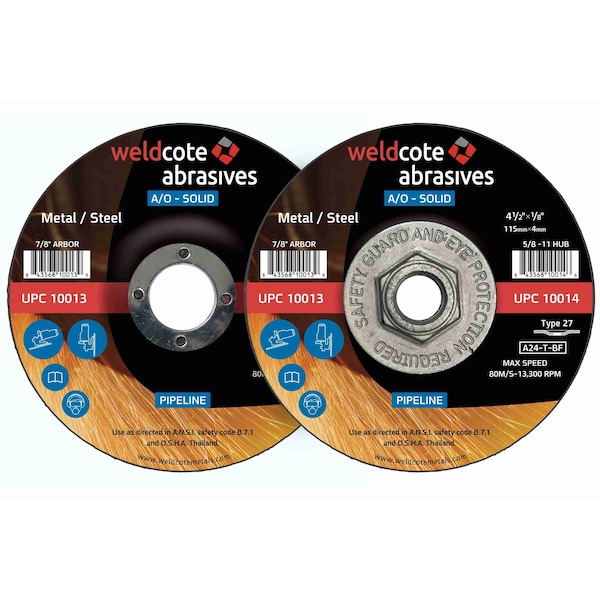 Pipeline A-Solid Right Angle Grinder Wheels, Cutting -, 7in x 1/8in x 7/8, 4 mm, 25PK - 10017